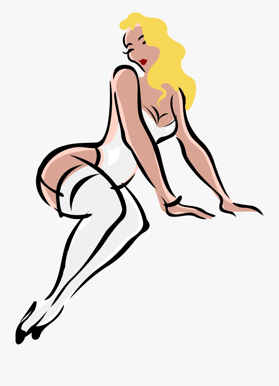 Lingerie Model, Light Skin, Blonde Hair, White Clothes - Woman With Lingerie Clipart, Transparent Clipart
