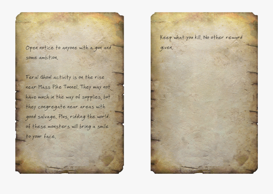 Wanted Poster For "feral Ghouls In Mass Pike Tunnel - Vellum, Transparent Clipart