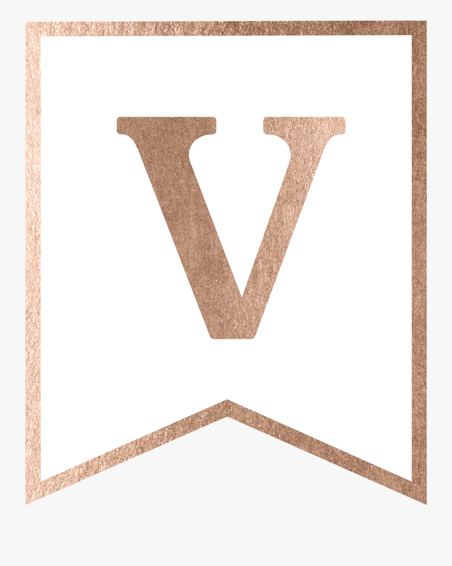 Rose Gold Banner Letters, Transparent Clipart