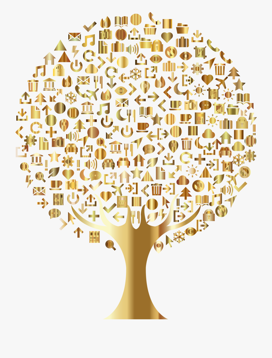 Abstract Icons Tree Gold Icons Png - Portable Network Graphics, Transparent Clipart