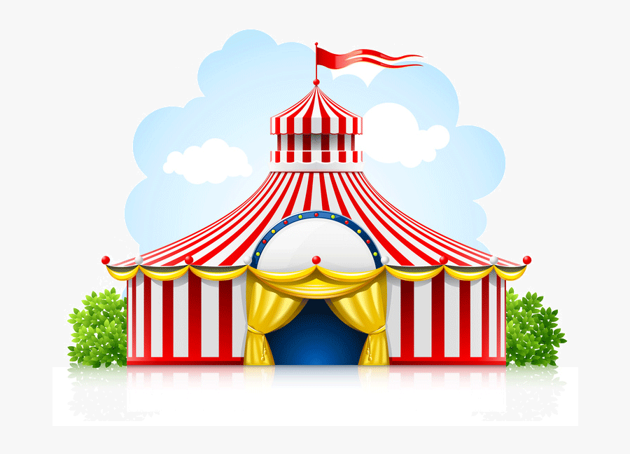 Love In The Elephant Tent - Carnival Cartoon Background, Transparent Clipart
