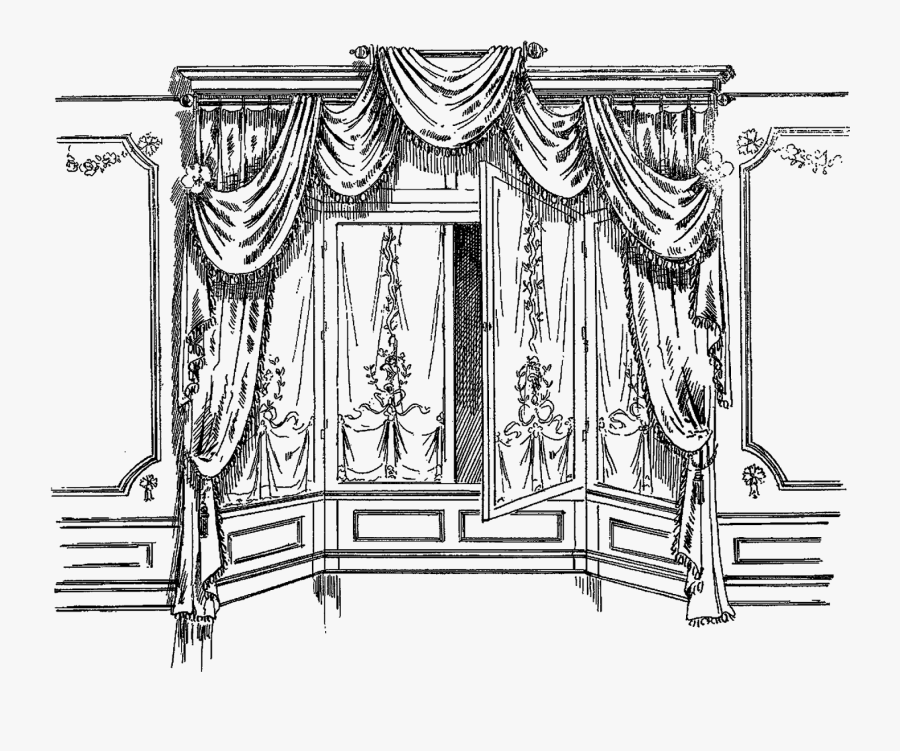 Curtain French Design Household Download Image - Stage Clip Art Vintage, Transparent Clipart