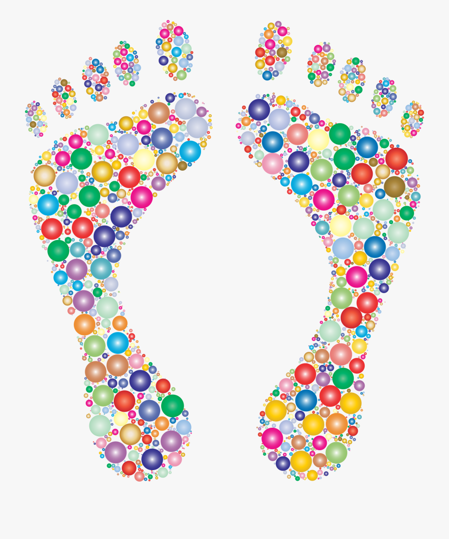 Footprints Silhouette Circles Prismatic 2 Picture Freeuse - Clip Art Footprints, Transparent Clipart