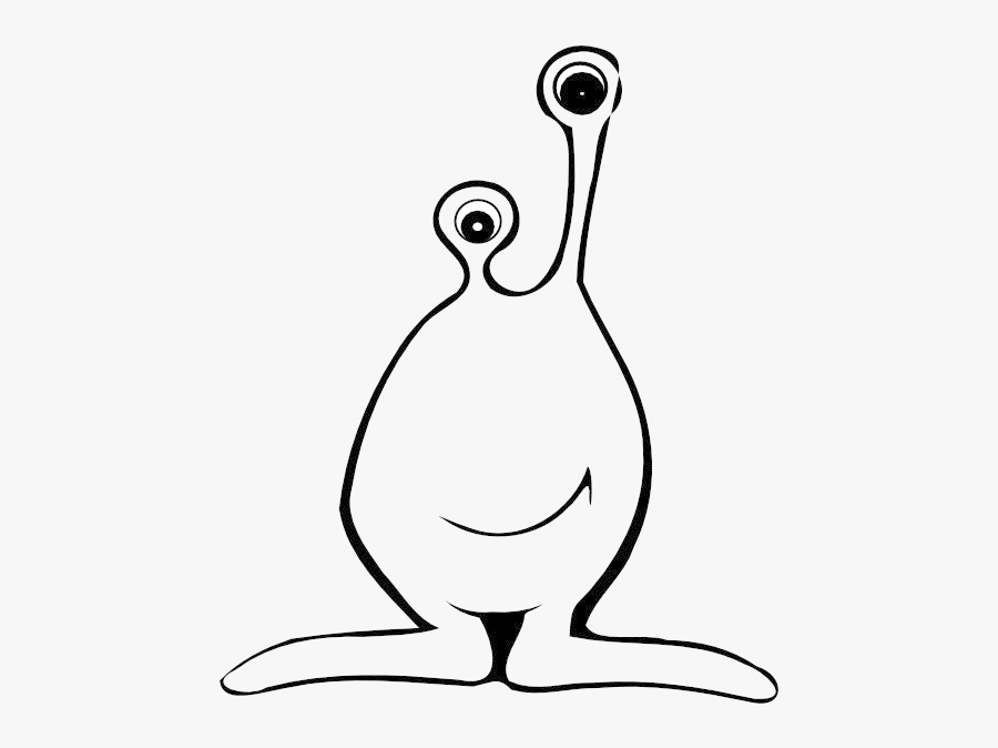 Easy Book Black And White Clipart Drawing Alien Bird - Outline Of Alien Body, Transparent Clipart