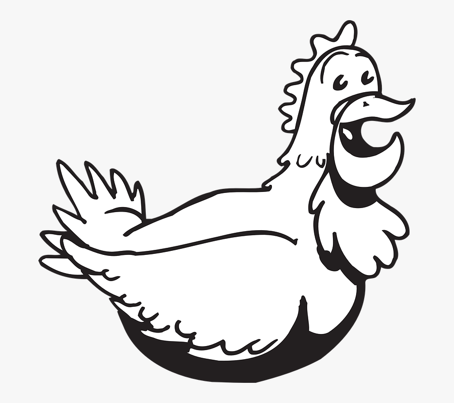 Transparent Chicken Drawing Png - Smiling Chicken Black And White Cartoons, Transparent Clipart