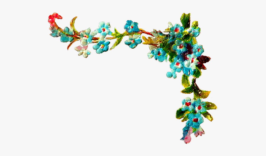 Forget Me Not Clipart Corner Border, Transparent Clipart