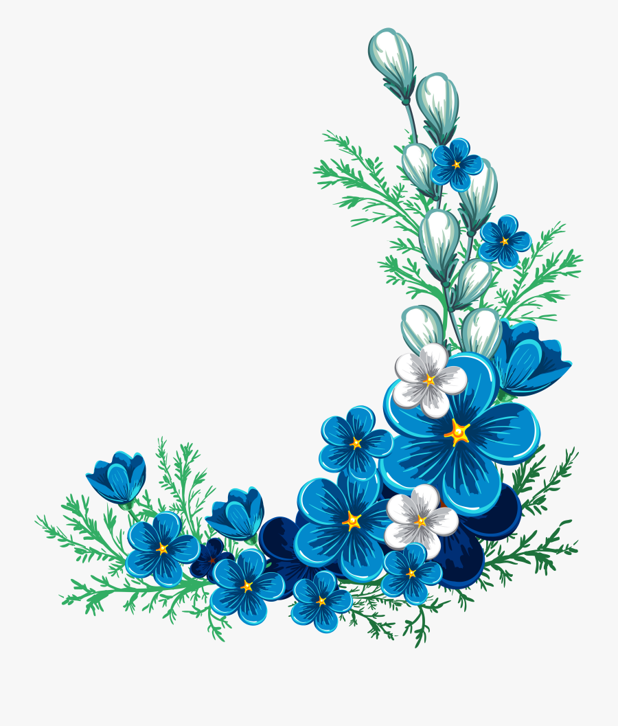 Forget Me Not Clipart Corner Border - Blue Flower Frame Png, Transparent Clipart