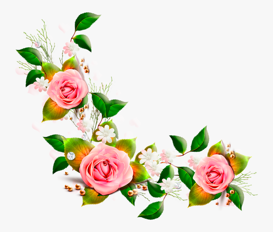 Transparent Flower Corner Border Clipart , Png Download - Pink Flower Corner Png, Transparent Clipart