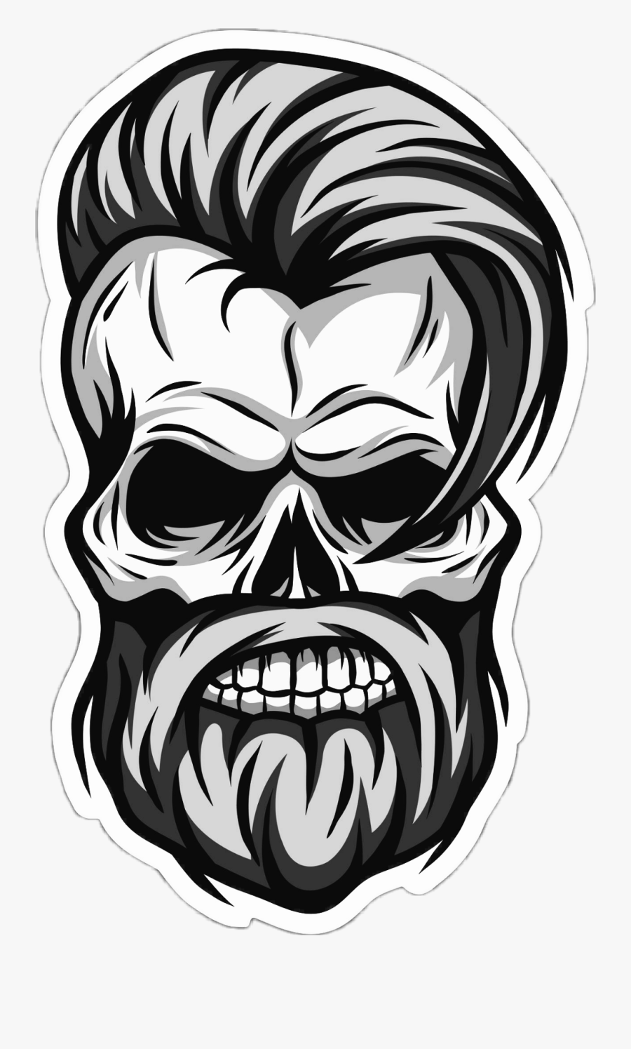 #barbershop - Skull Clipart Black And White Hair, Transparent Clipart