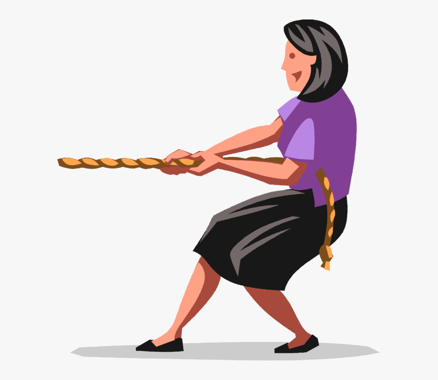 Vector Illustration Of Businesswoman In Anchor Position - Transparent Tug Of War Png, Transparent Clipart