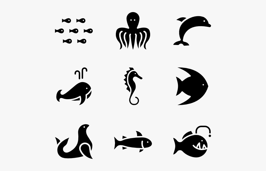 Clip Art Sea Life Silhouette - Sea White Vector Png, Transparent Clipart