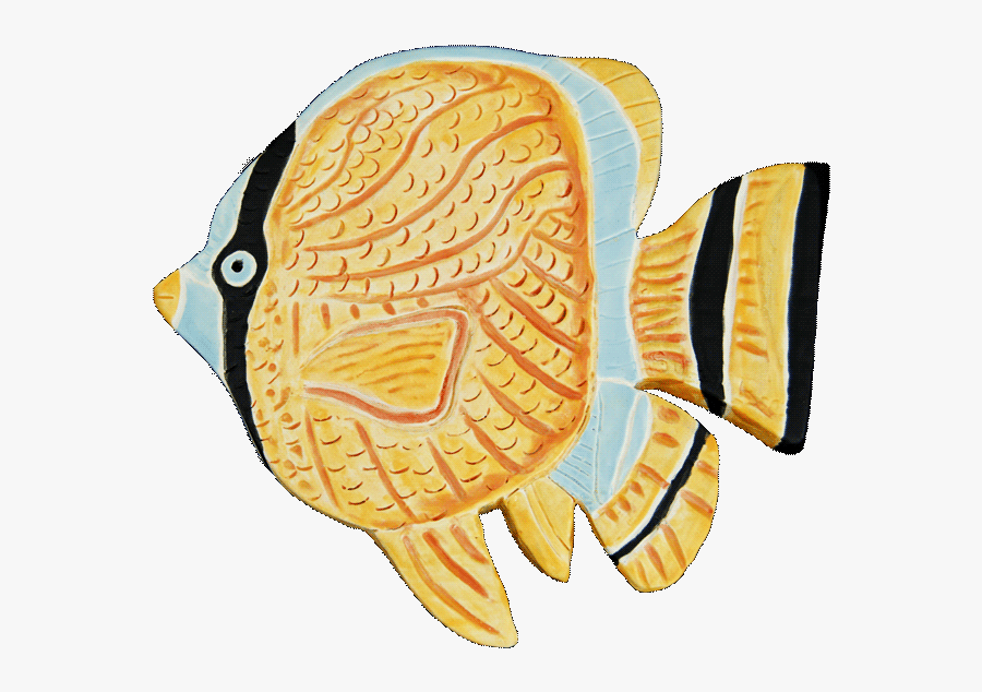 Small Free Form Ceramic Tile Of Tropical Fish In Yellow - Illustration, Transparent Clipart