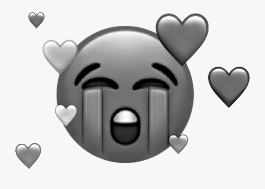 #sad #emoji #black #and #white #hearts #broken #cry - Sad Heart Broken Emoji, Transparent Clipart