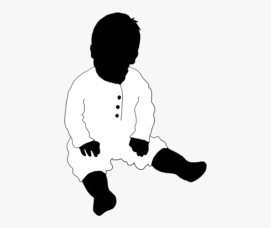 Baby Sitting Silhouette Black White - Illustration, Transparent Clipart