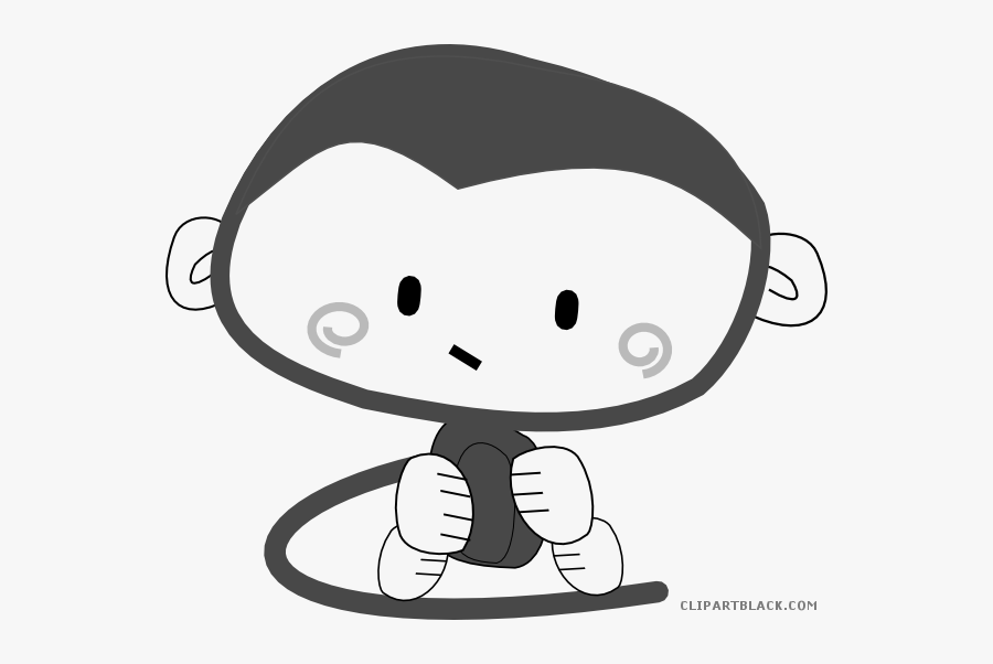 Baby Boy Monkey Animal Free Black White Clipart Images - Cute Monkey, Transparent Clipart