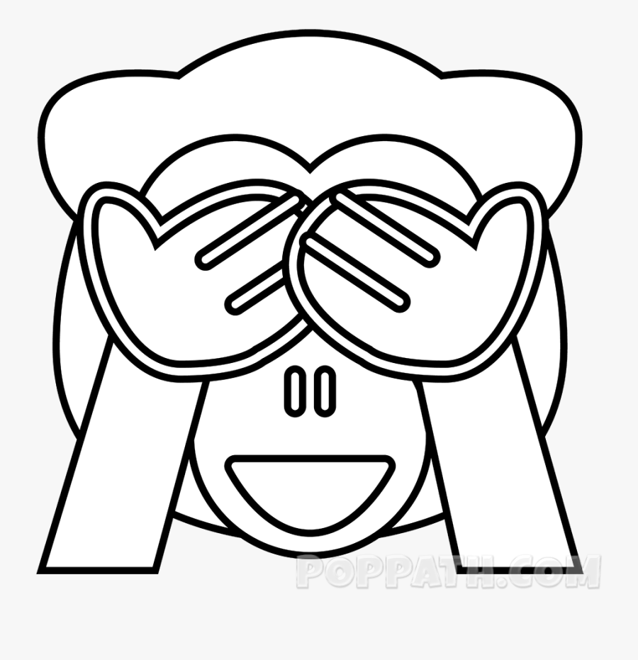 How To Draw A See No Evil Emoji Pop Path - Para Dibujar Emoji De Mono, Transparent Clipart