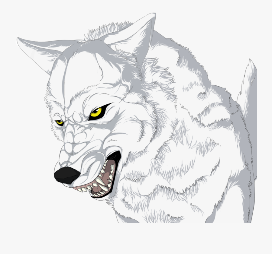 Easy Wolf Drawings - Anime White Wolf Angry, Transparent Clipart