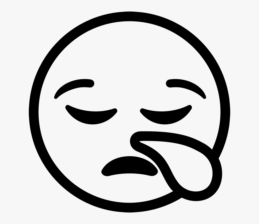 Sleepy Emoji Black And White, Transparent Clipart