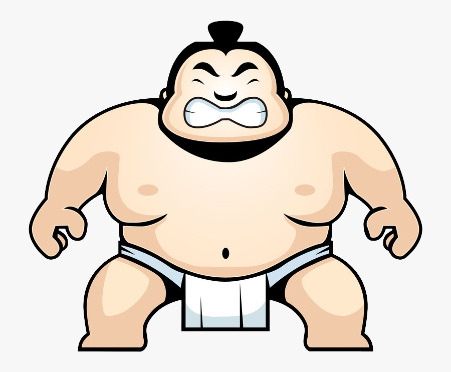 Transparent Wrestling Clipart Black And White - Japanese Sumo Wrestler Cartoon, Transparent Clipart