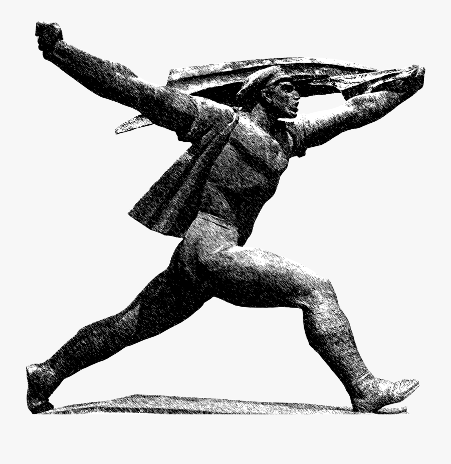 Statue Of Running Man Holding Banner Png Image - Statue Park, Transparent Clipart