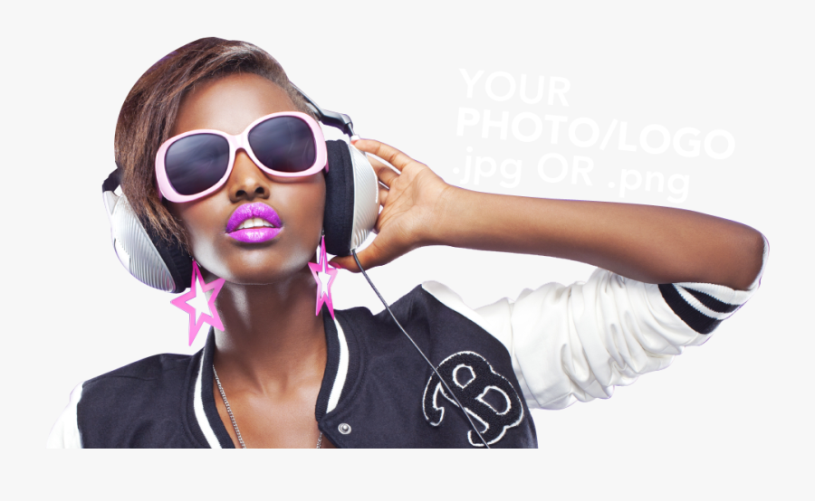 Hip Hop Model Png - Girl With Headphones Png, Transparent Clipart