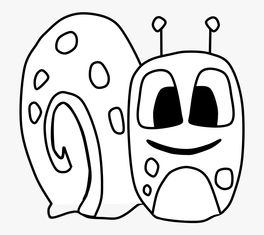 Snail, Big Eyes, Black And White, Cartoon Animal, Png - Line Art, Transparent Clipart