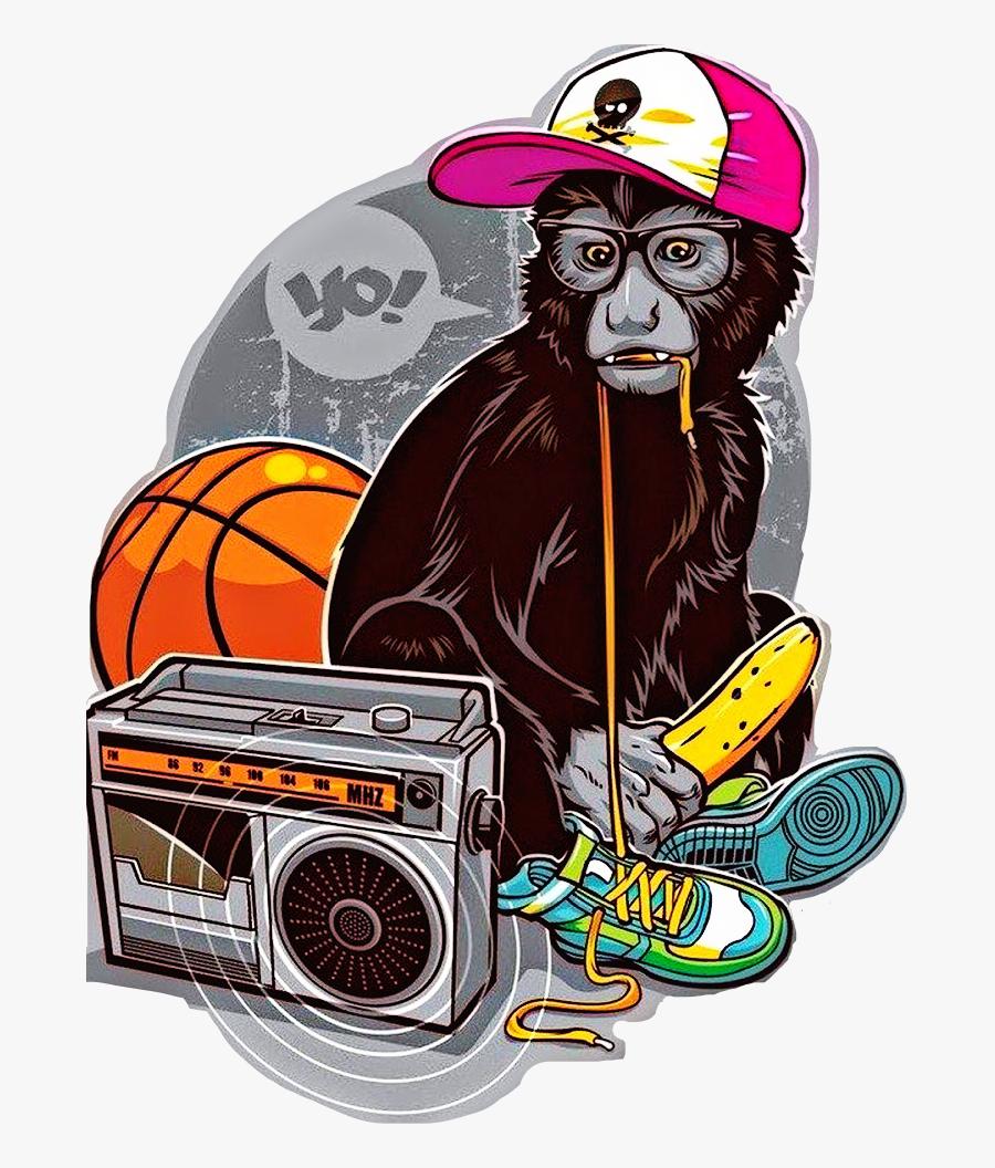 #monkey #hiphop #boombox #sneakers - Hip Hop Hd Wallpaper For Mobile, Transparent Clipart