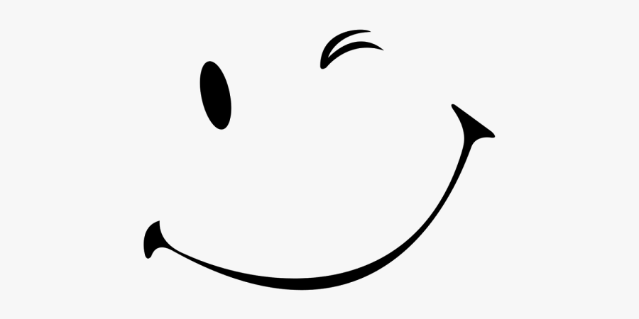 Emoticon Smiley Face Wink Mouth Smile - Black And White Smile, Transparent Clipart