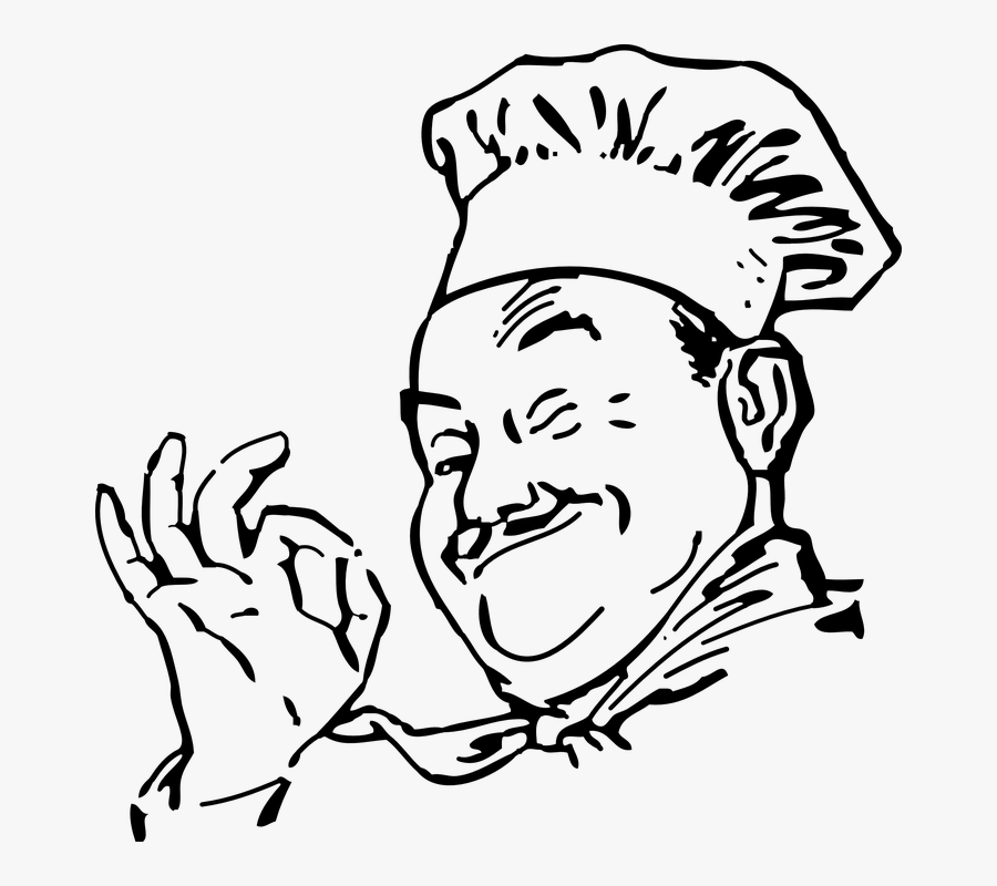 Chef, Cook, Wink, Perfect, Uniform, Baker - Chef Black And White Png, Transparent Clipart