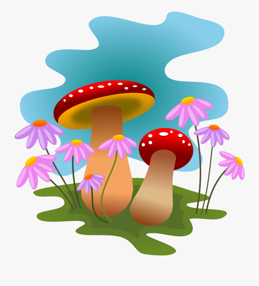 Mushrooms And Flowers Clipart, Transparent Clipart