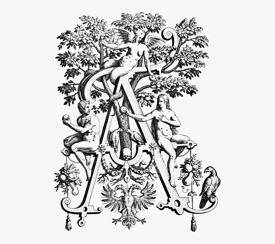 Transparent Adam And Eve Png - Johann Theodor De Bry Alphabet, Transparent Clipart