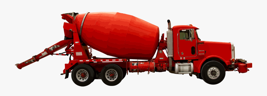 Concrete-mixer - Red Cement Mixer Truck, Transparent Clipart