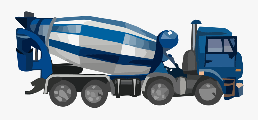 Cement Truck Basic Blue Clipart Png - Drawing Cement Mixer, Transparent Clipart