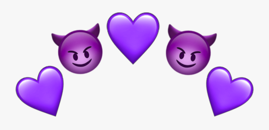 #purple #heart #hearts #devil #satan #purpleemoji #iphoneemoji - Heart Iphone Emojis, Transparent Clipart