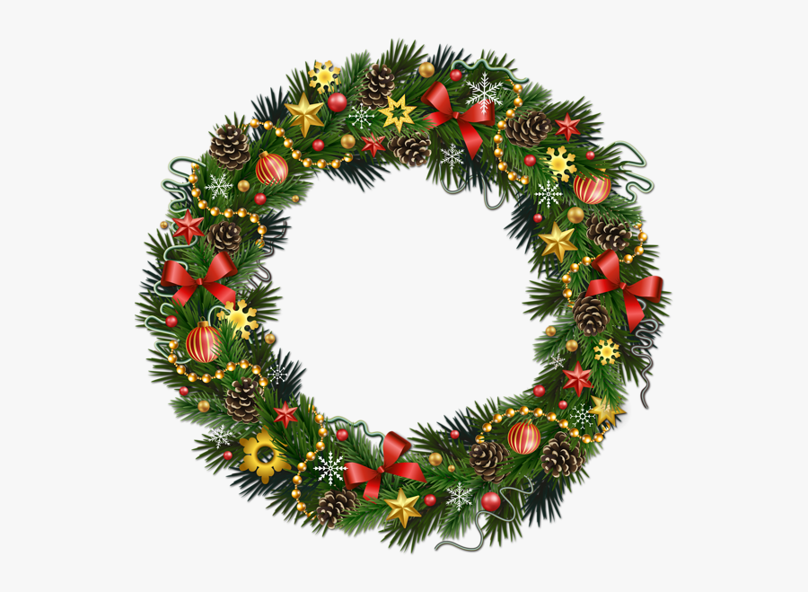 Transparent Christmas Pinecone Wreath With Ornaments - Transparent Background Christmas Wreath Clipart, Transparent Clipart
