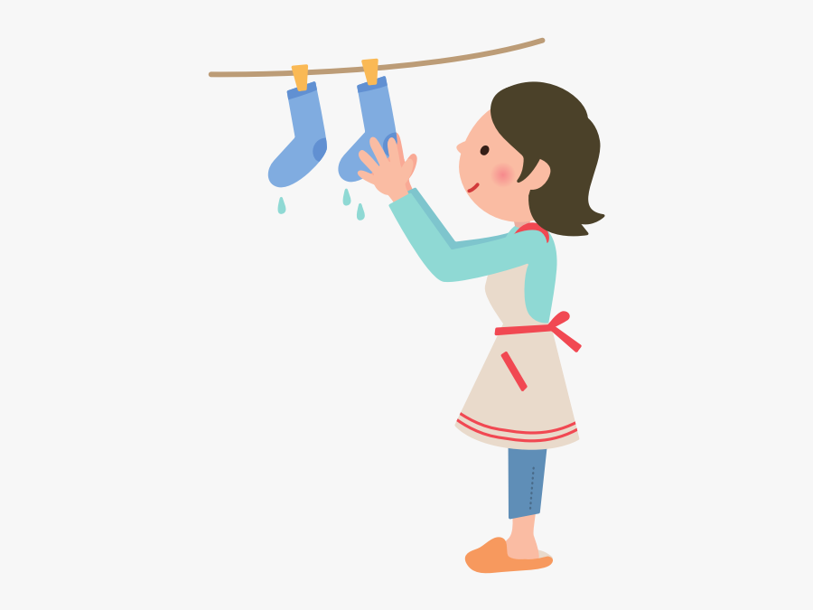 Woman Hanging Out Laundry On The Clothesline - Hang Out The Laundry, Transparent Clipart