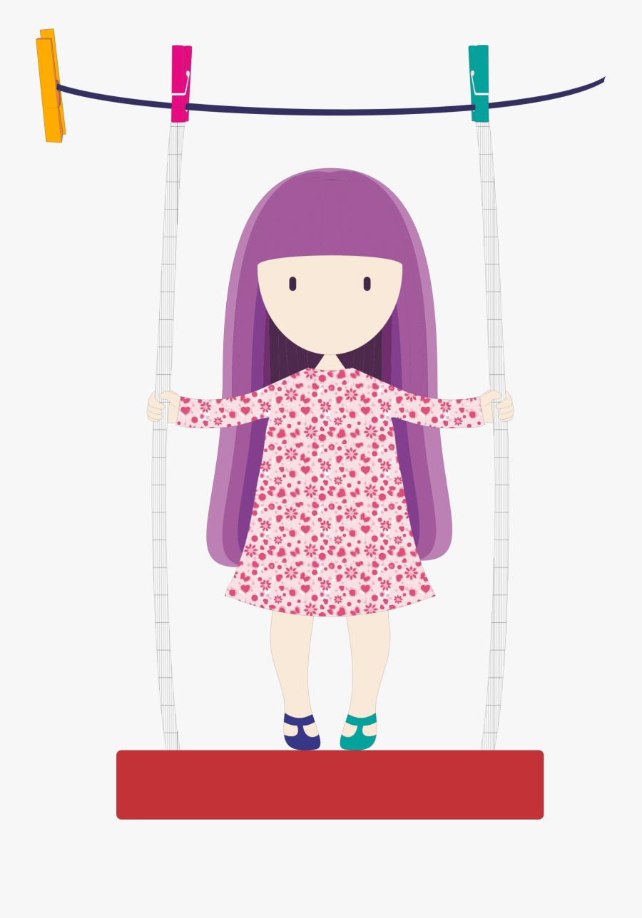 Girl Swinging On Clothesline Clip Arts - Niña Columpio Png, Transparent Clipart