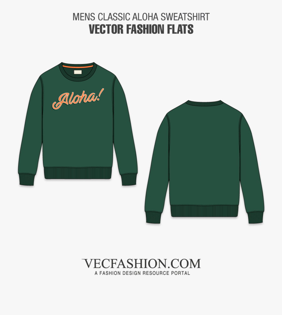 Transparent Aloha Clipart - Crew Neck Sweater Flat Sketch, Transparent Clipart