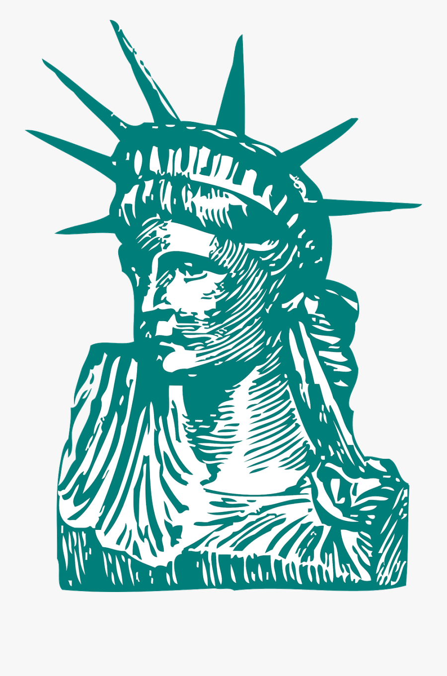 Statue Of Liberty Detail - Statue Of Liberty Illustration, Transparent Clipart