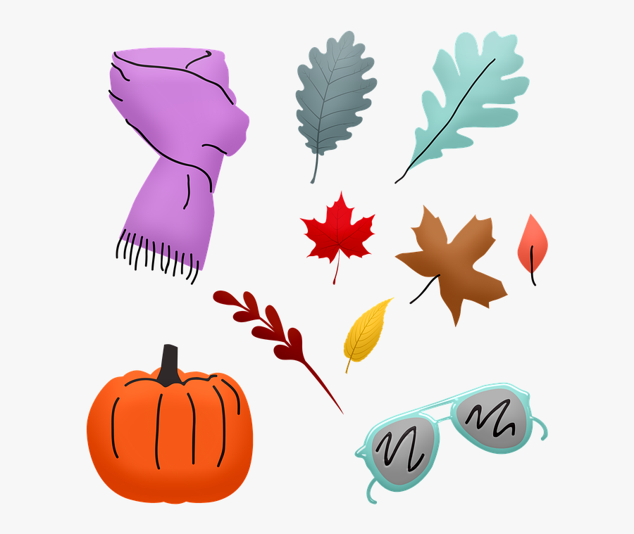 Autumn Leaves, Scarf, Pumpkin, Glasses, Leaves, Human - Jack-o'-lantern, Transparent Clipart