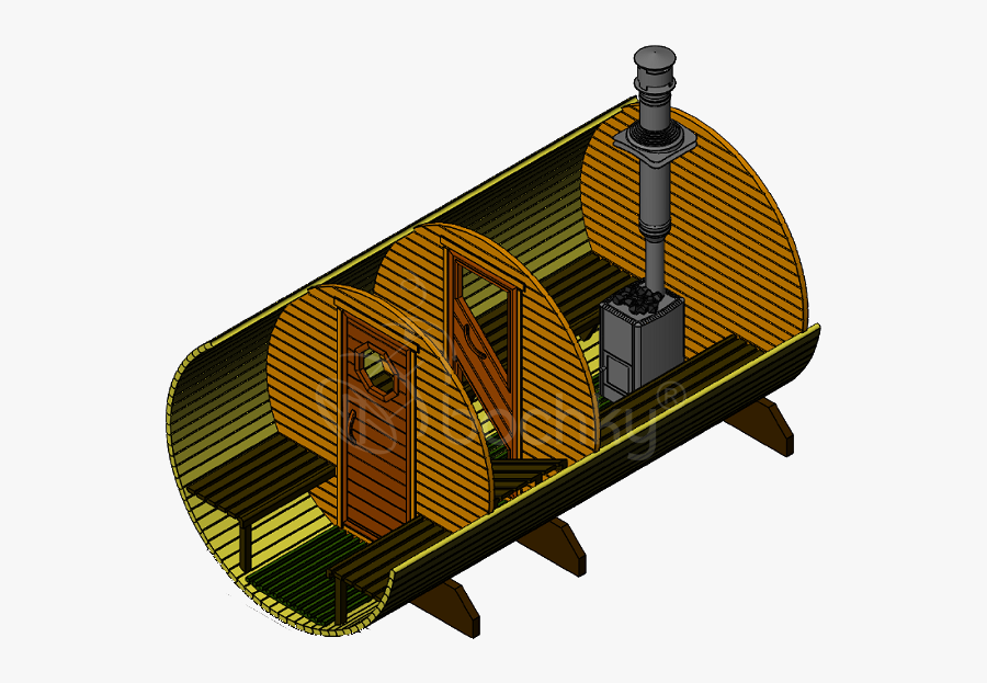 Barrel Sauna Standart With Porch - Баня Бочка Тюмень, Transparent Clipart