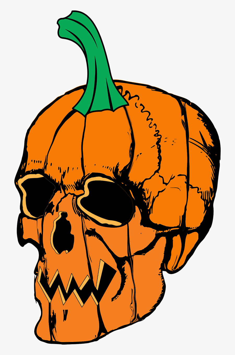 Skull Pumpkin Patch Clip Art - Scary Mean Pumpkin Vector, Transparent Clipart