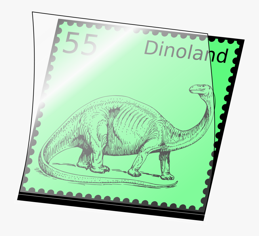 Dino Stamp In Stamp Mount - Brontosaurus, Transparent Clipart