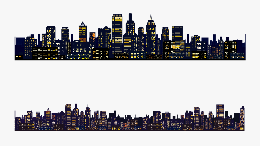 Clip Art New York City Night Skyline - Buildings At Night Png, Transparent Clipart