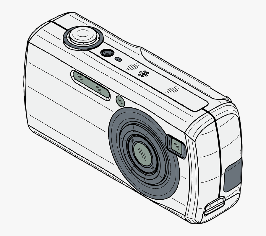 Camera, Digital, Photographer, Professional, Compact - Digital Camera Clipart Black And White, Transparent Clipart