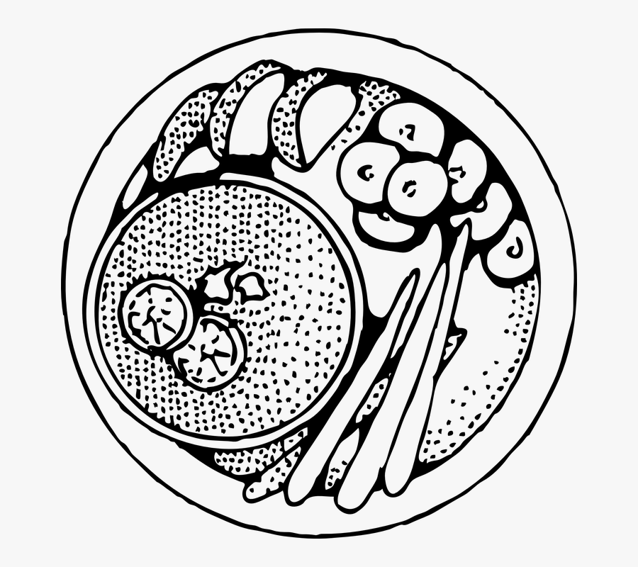 Cartoon Plate Of Food, Transparent Clipart