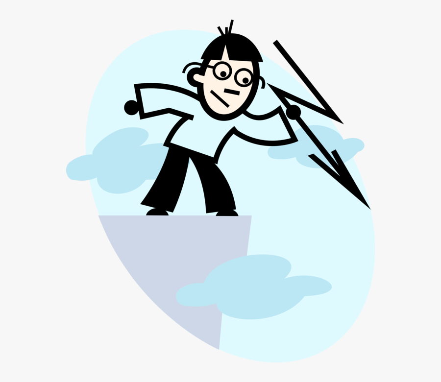 Vector Illustration Of Man Throws Lightning Bolt From, Transparent Clipart