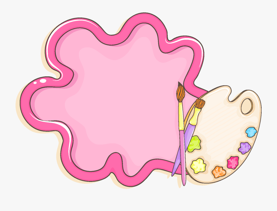 Vector Hand Drawn Pink Children S Drawing Board Paint - Vector Cartoon School Images Free Download, Transparent Clipart
