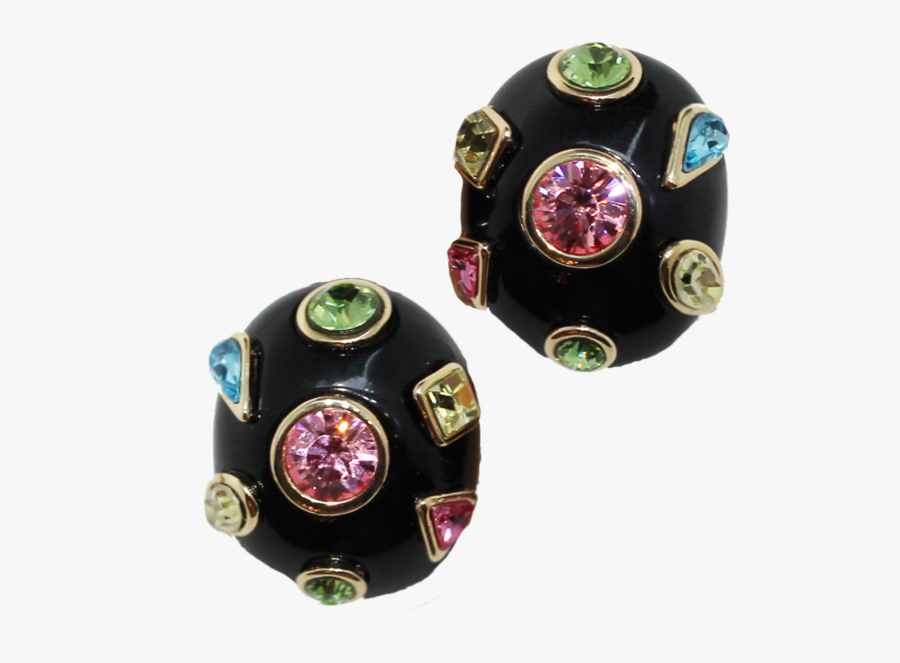 Black Gem Clip Earrings - Gemstone, Transparent Clipart