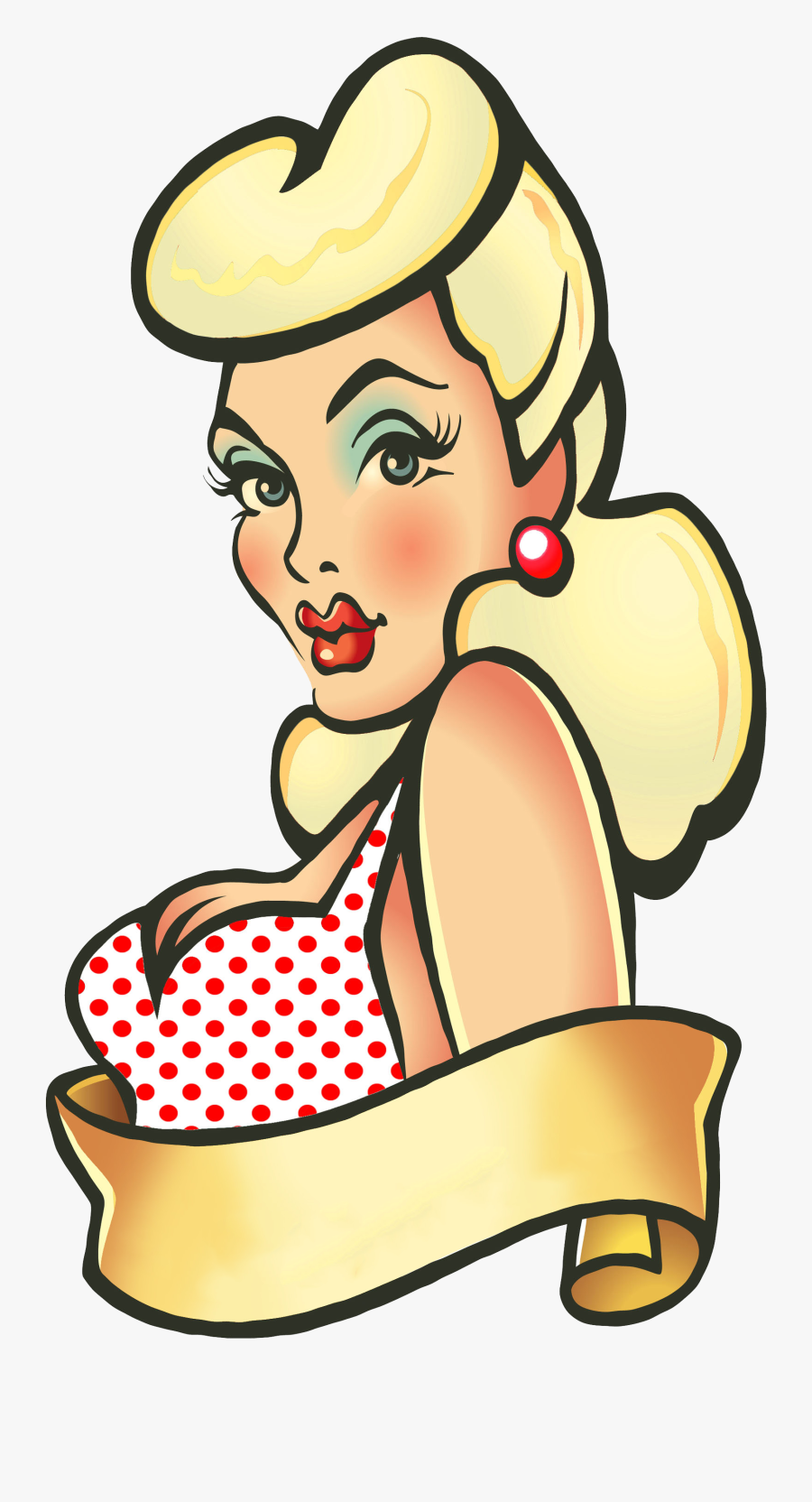 Black Hair Bettie Bang Paige Style - Pin Up Clipart, Transparent Clipart